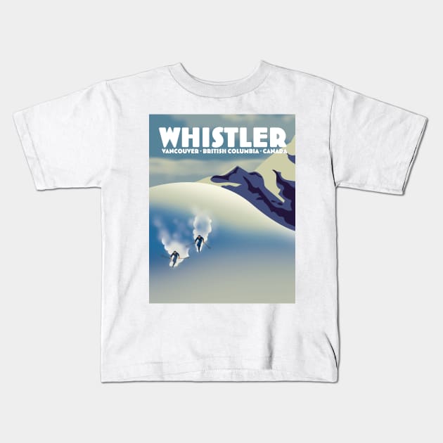 Whistler British Columbia Canada ski poster Kids T-Shirt by nickemporium1
